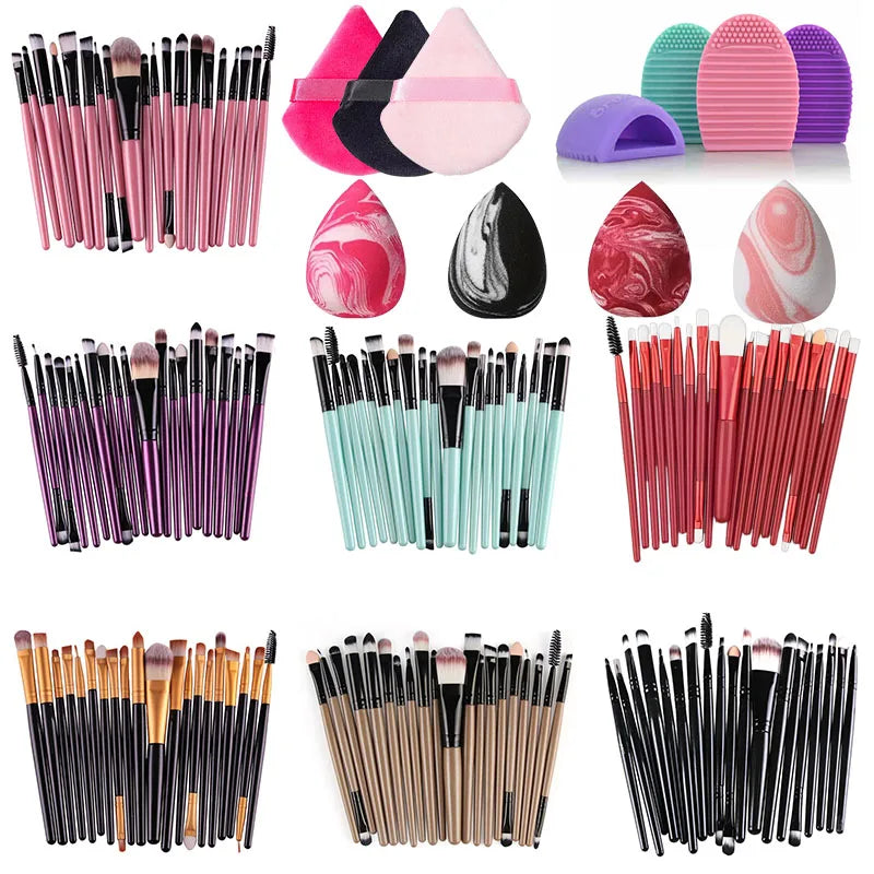 20 stuks zachte make-up kwasten set voor cosmetica markeerstift foundation blush borstel oogschaduw poeder beauty blending make-up tools