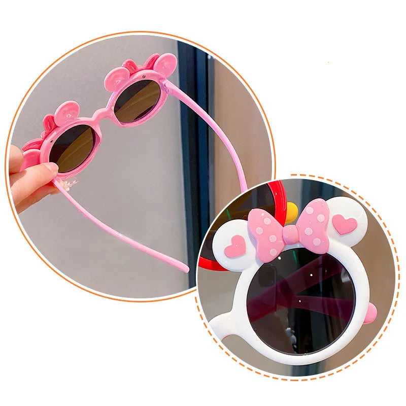 New Disney Anime Mickey Mouse Sunglasses Kawaii Minnie Eyeglass Cartoon Children Summer Sunshades Girl Boy Toy Gifts