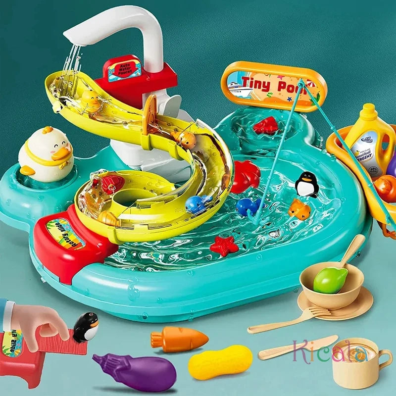 Kitchens Play Food Kitchen Sink Toys 3 in 1 Fishing Pool Toys Pretend Role Play Toys for Boys Girls