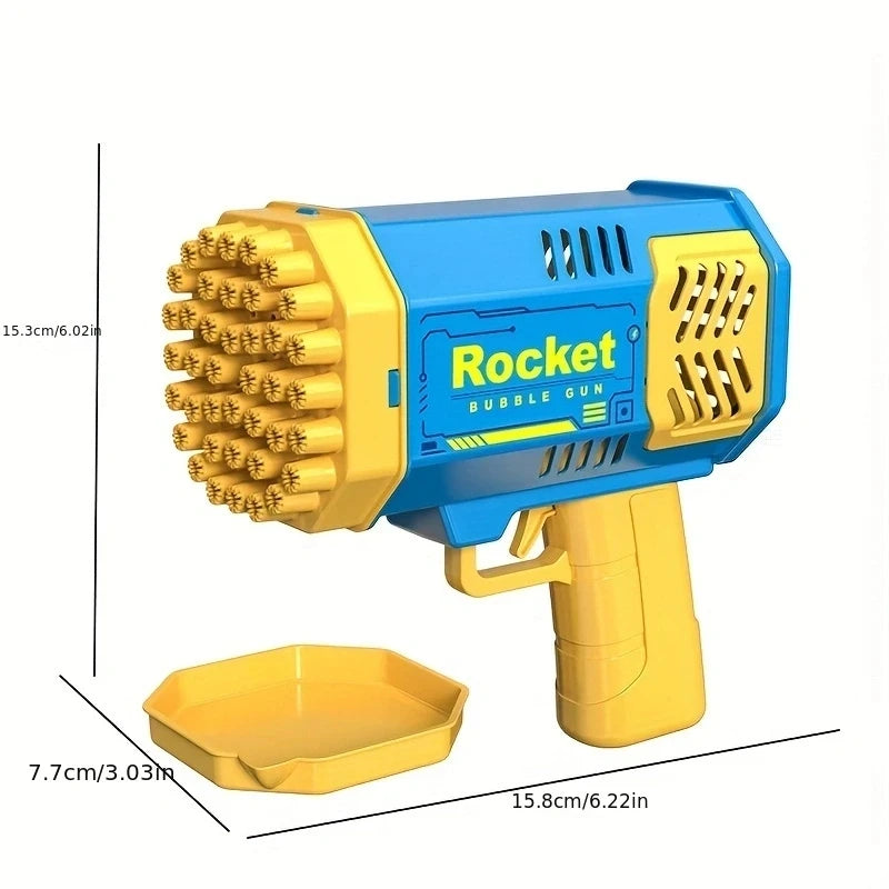 40 Holes Electric Rocket Bubble Machine Handheld Automatic Space Light Bubble Gun Kids Outdoor Battle Toys Without Bubble Water