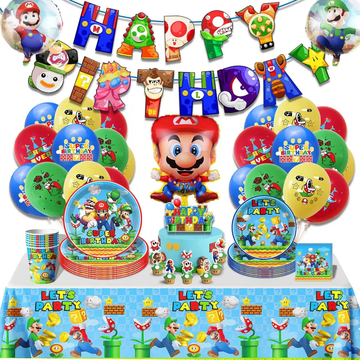 Super Mario Bros Verjaardagsfeestje Decoratie Spel Mario Brother Thema Servies Cup Plaat Ballon Feestartikelen Kinderachtergrond