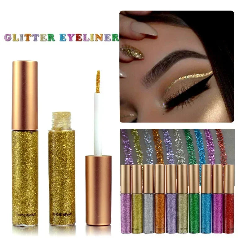 10 Colors White Gold Glitter Liquid Eyeliner for Easy To Wear Waterproof Liquid Eyeliner Beauty Eye Liner Eyes Makeup Maquiagem