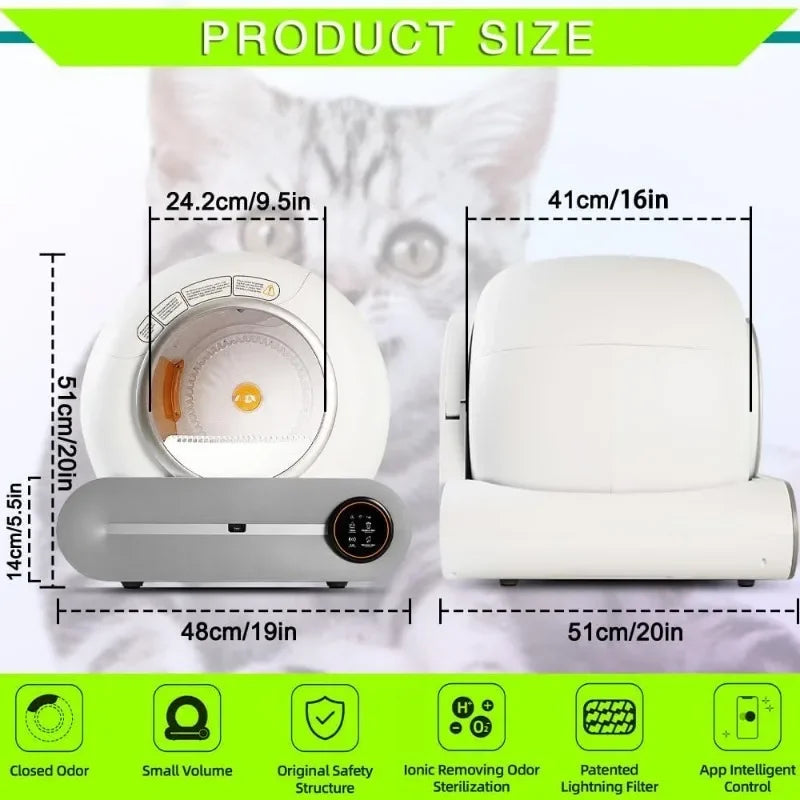 Large Automatic Cat Litter Box Self Cleaning Smart Cat Toilet with App Toilette Rascador Para Gato English Versions Dropshipping