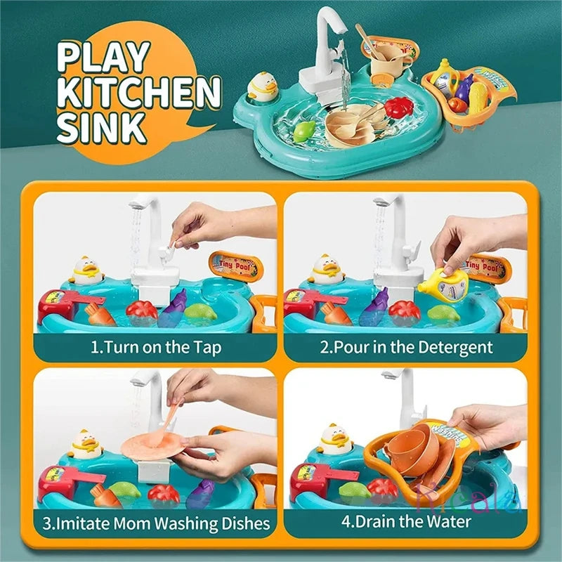 Kitchens Play Food Kitchen Sink Toys 3 in 1 Fishing Pool Toys Pretend Role Play Toys for Boys Girls