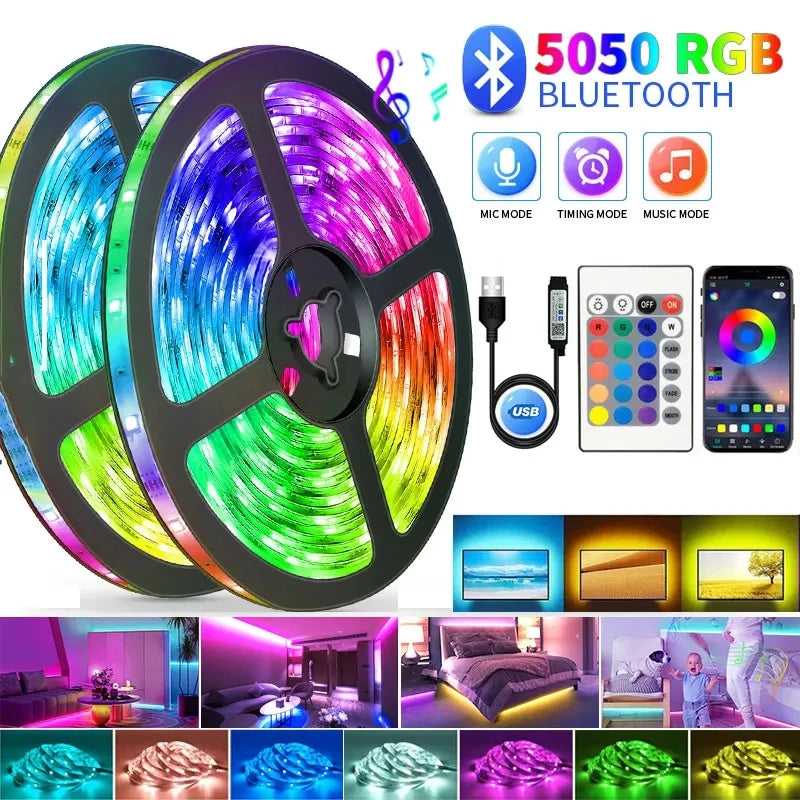 5V USB Led-verlichting voor kamer 5050 Rgb Led Strip 5 10 meter Diode Tape Gamer Decoratie Ijs String Bar Verlichting Zelfklevend Led-lint