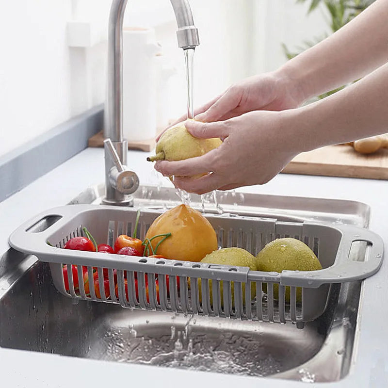 1PC Eenvoudige Nieuwe Intrekbare Gootsteen Uitsparing Afvoermand Dikke Duurzame Keuken Multifunctionele Fruit- en Groentenwasmand