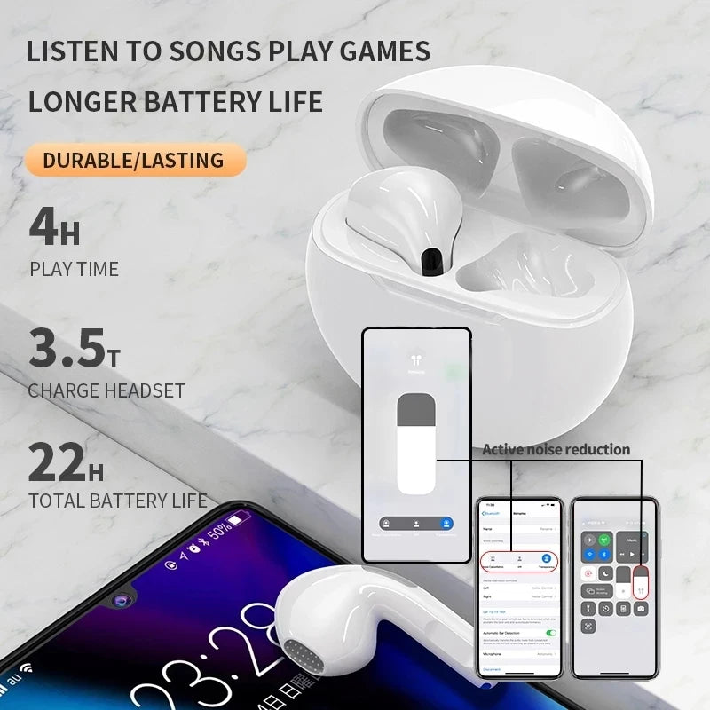 Originele Pro 6 TWS draadloze Bluetooth-oortelefoon hoofdtelefoon Mini Fone oortelefoon Stereo sport-headset voor Xiaomi Android-oordopjes