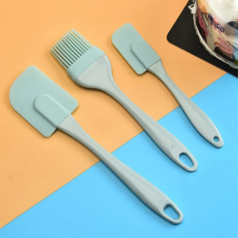 3Pcs Cream Scraper DIY Bread Cake Butter Spatula Mixer Oil Brushes Kitchen Baking Tools Silicone Spatula Non-stick Kitchen