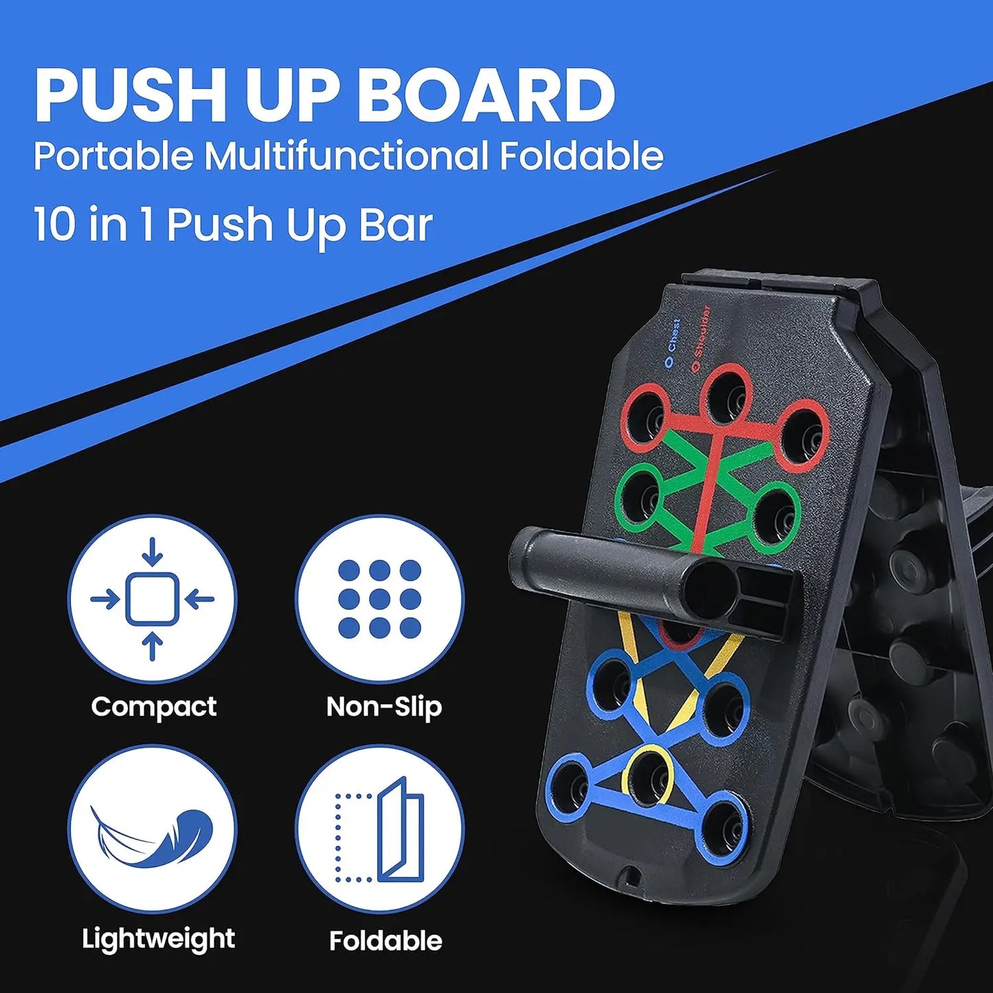 Portable Multifunctional Push-up Board Set With Handles Foldable Fitness Equipment For Chest Abdomen Arms And Back Training