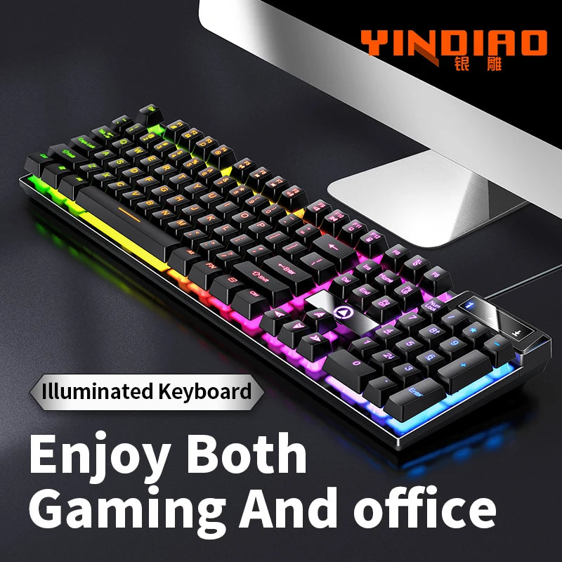 YINDIAO Toetsenbord Gaming Bekabelde laptop Desktops PC Computer Kantooraccessoires Low Profile Gamer-toetsenborden met numpad