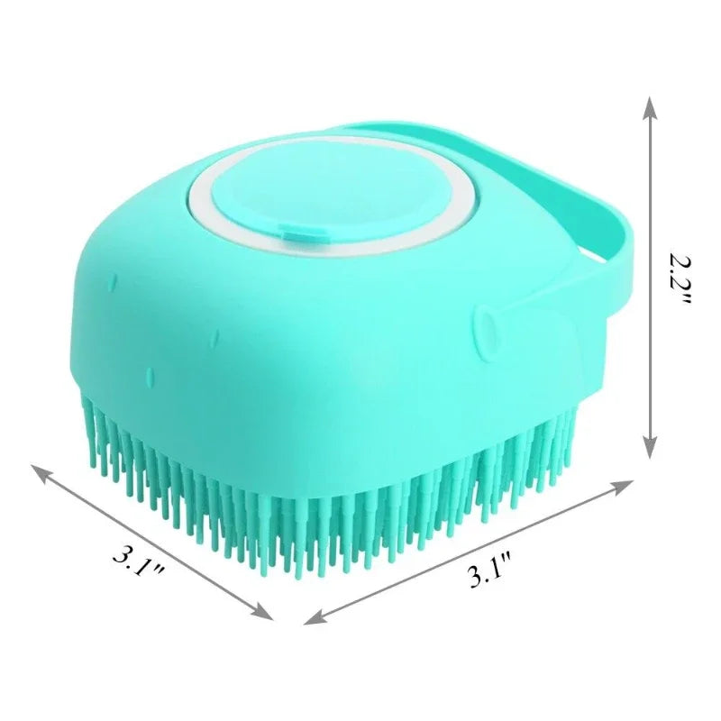 Pet Dog Shampoo Brush 2.7oz 80ml Cat Massage Comb Grooming Scrubber for Bathing Short Hair Soft Silicone Rubber