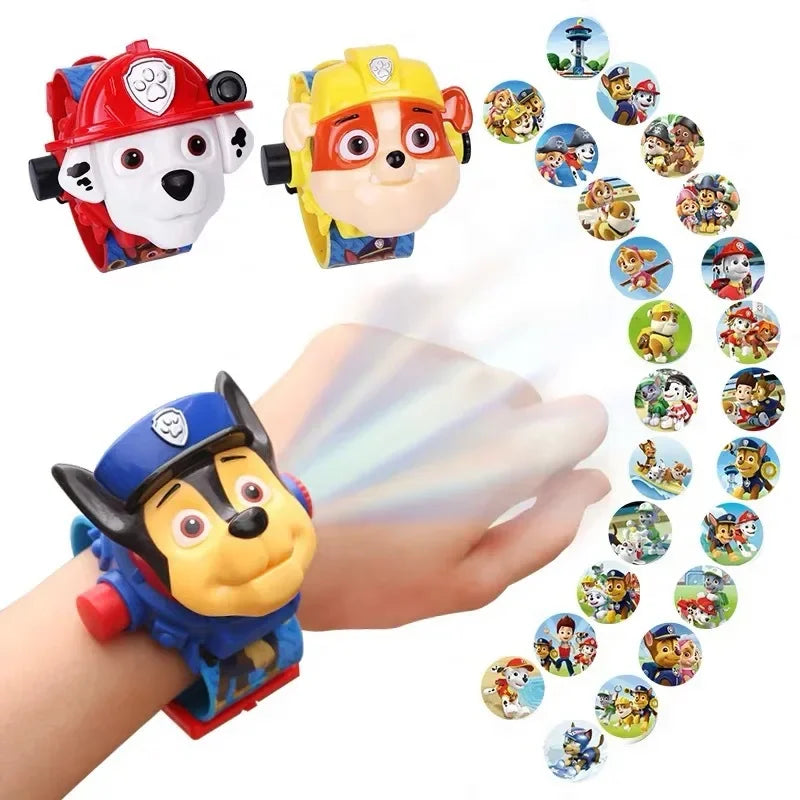 Poot Patrouille Horloge Speelgoed Set 3D Projectie Digitale Horloges Cartoon Puppy Patrulla Canina Anime Figuren Speelgoed Marshall Chase Kid Gift