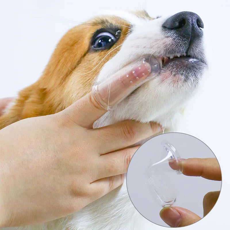 Super Soft Pet Finger Toothbrush Teddy Dog Brush Bad Breath Tartar Teeth Care Tool Dog Cat Cleaning Silica Gel Pet Supplies