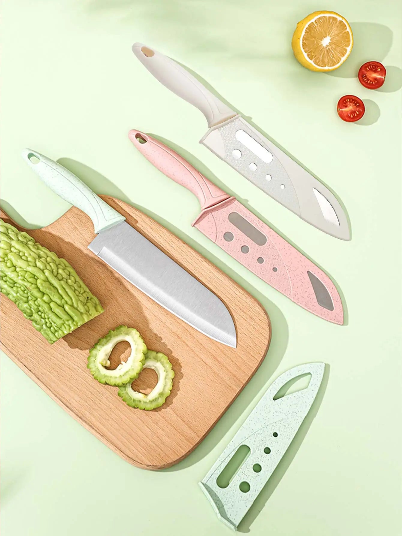 WORTHBUY multi-purpose knife, stainless steel kitchen Blade Sharp Kitchen Knife with Sheath, Fruit Slicing Utility Chef Knife