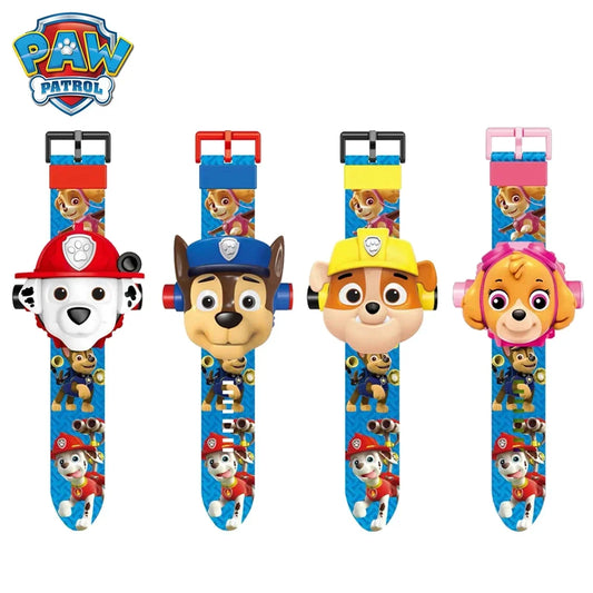 Paw Patrol Watch Toys Set 3D Projection Digital Watches Cartoon Puppy Patrulla Canina Anime Figures Toy Marshall Chase Kid Gift